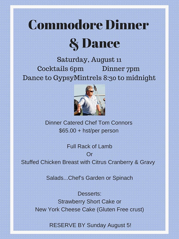 Commodore Dinner & Dance | Saturday, August 11 2018