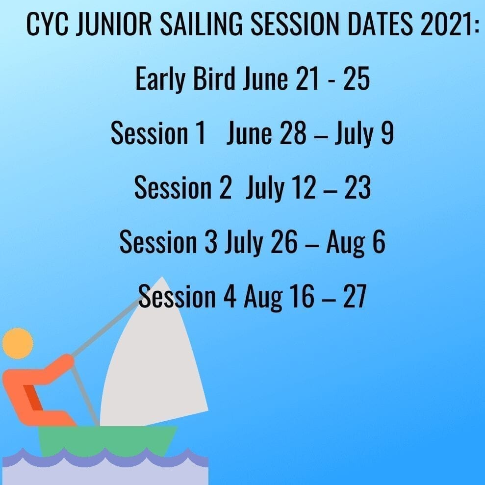 CYC Junior Sailing Session Dates 2021